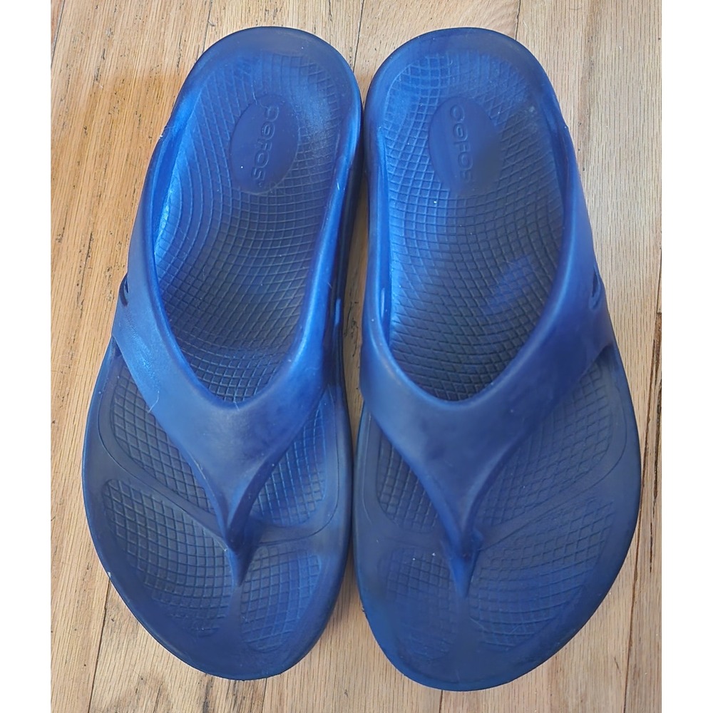 OOFOS Women's Blue Oofoam Thong Sandals Flip Flops Comfort Recovery Wms 10 Men 8